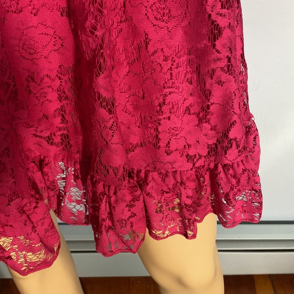 PARTY LACE OVERLAY HOT PINK DRESS by Roxy & Ali Size 2 fully lined Back zip NICE - Picture 13 of 14